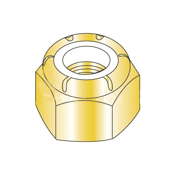 Newport Fasteners Nylon Insert Lock Nut, 3/8"-16, Steel, Grade A, Yellow Zinc, 2500 PK 524807-BR-2500 - main